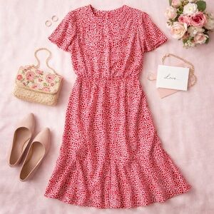 Joy Gordon Red Abstract Print Midi Dress – Size 16